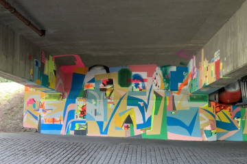 Museum Mural - Streetart door Kenneth Letsoin a.k.a. Naamloozz